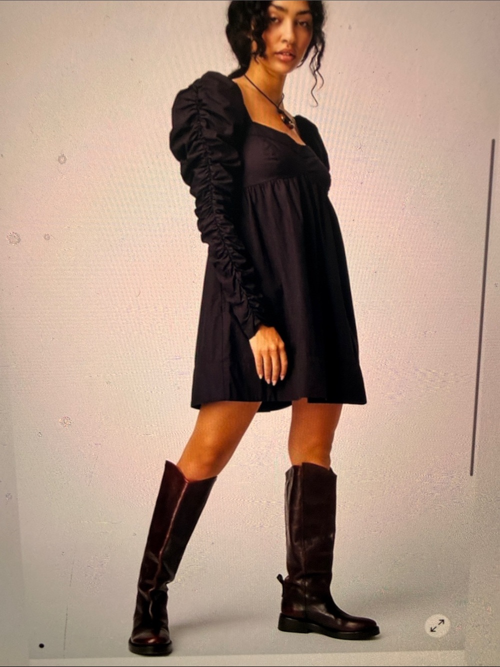 Free People Lindsay Rose Babydoll Dress Black